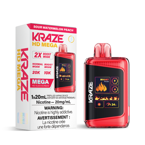 KRAZE HD MEGA 20K - SOUR WATERMELON PEACH