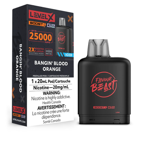 Flavour Beast Level X BOOST G2 Pods 20mL - BANGIN BLOOD ORANGE ICED