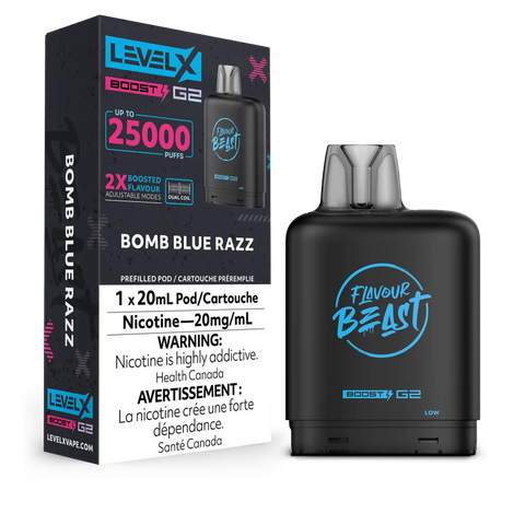 Flavour Beast Level X BOOST G2 Pods 20mL - BOMB BLUE RAZZ