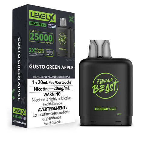 Flavour Beast Level X BOOST G2 Pods 20mL - GUSTO GREEN APPLE