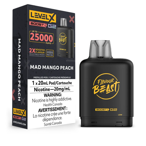 Flavour Beast Level X BOOST G2 Pods 20mL - MAD MANGO PEACH