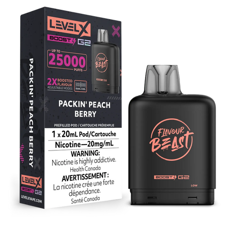 Flavour Beast Level X BOOST G2 Pods 20mL - PACKIN PEACH BERRY