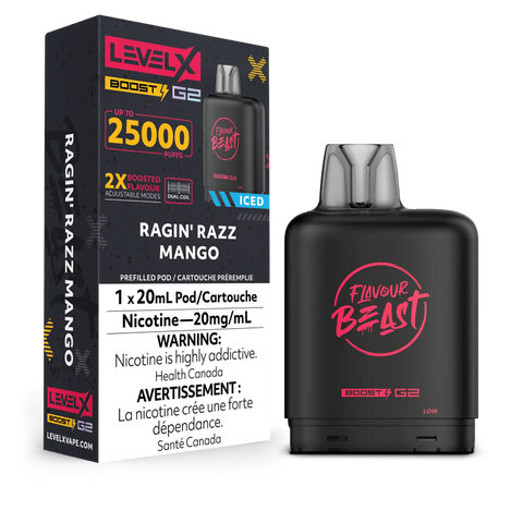 Flavour Beast Level X BOOST G2 Pods 20mL - RAGIN RAZZ MANGO ICED