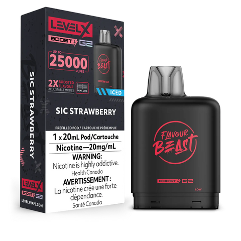 Flavour Beast Level X BOOST G2 Pods 20mL - SIC STRAWBERRY ICED