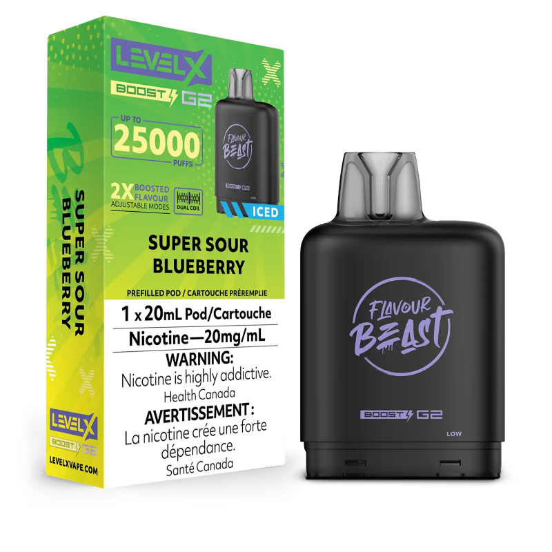 Flavour Beast Level X BOOST G2 Pods 20mL - SUPER SOUR BLUEBERRY ICED