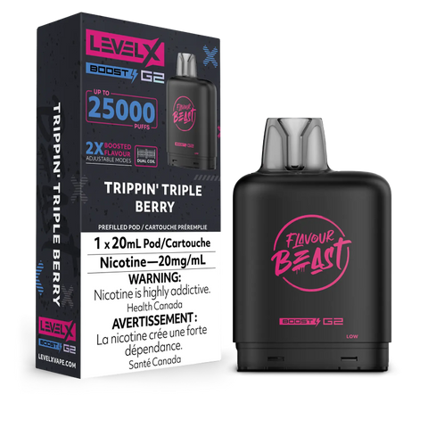 Flavour Beast Level X BOOST G2 Pods 20mL - TRIPPIN TRIPLE BERRY