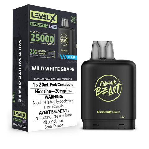 Flavour Beast Level X BOOST G2 Pods 20mL - WILD WHITE GRAPE ICED