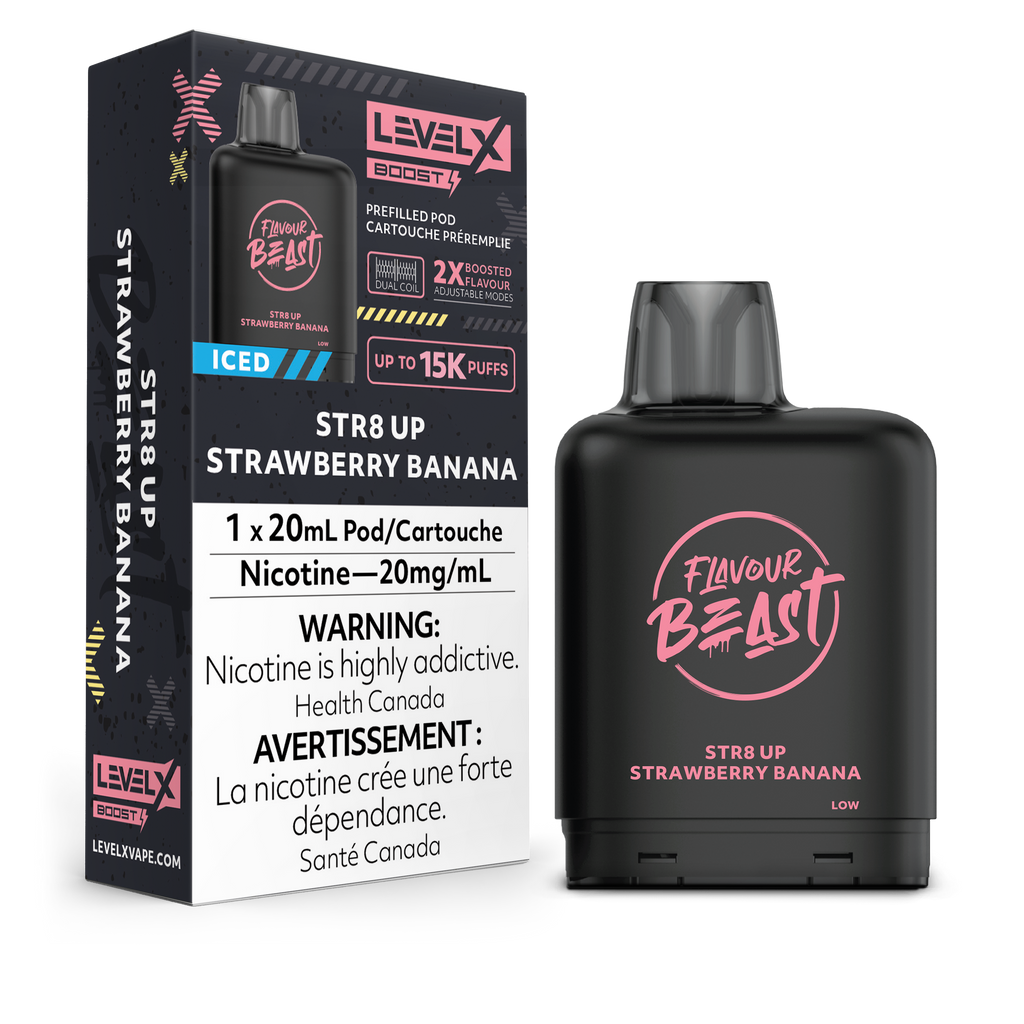 Flavour Beast Level X BOOST Pods 20ml - STR8 UP STRAWBERRY BANANA