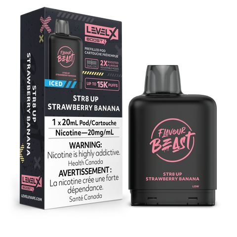Flavour Beast Level X BOOST Pods 20ml - STR8 UP STRAWBERRY BANANA