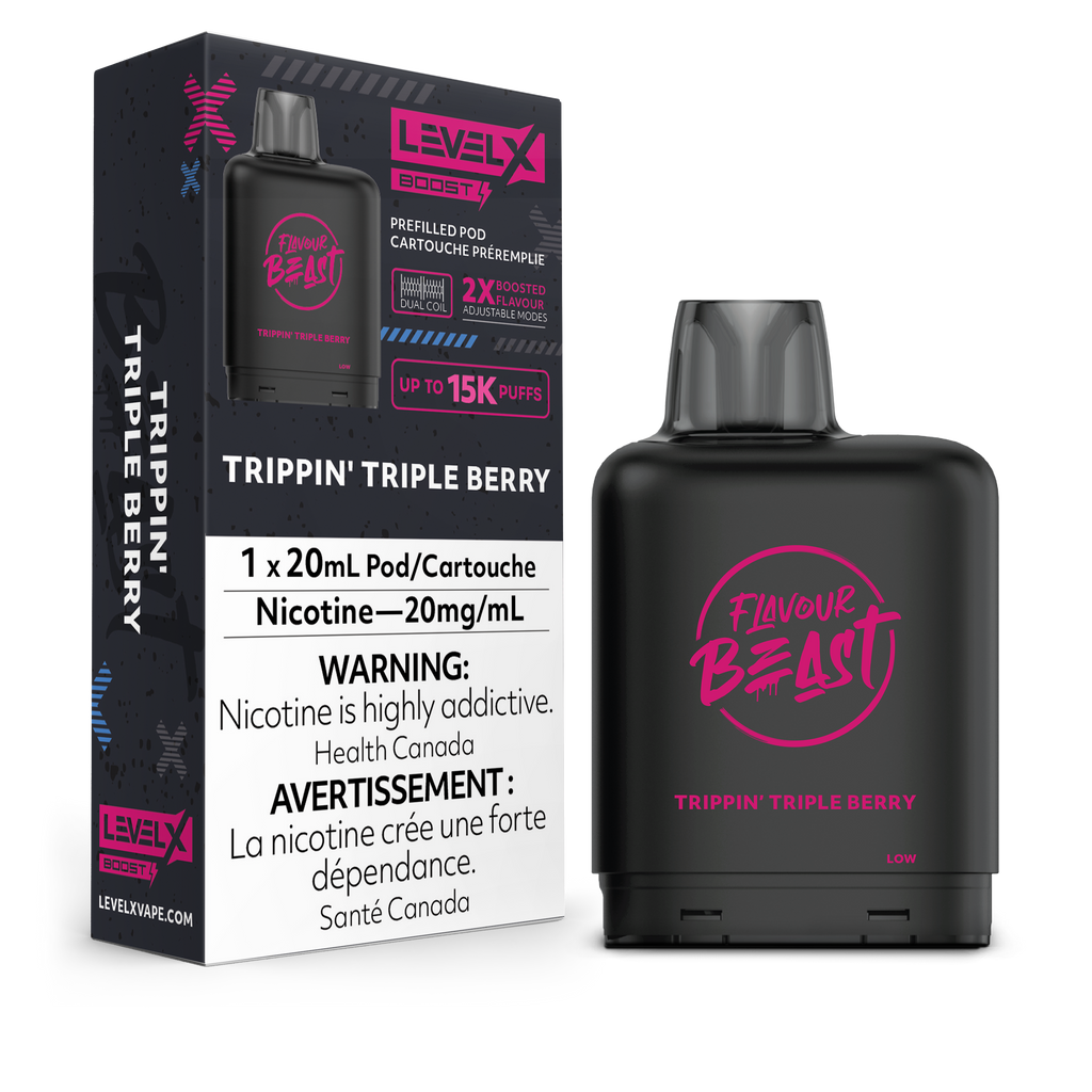 Flavour Beast Level X BOOST Pods 20ml - TRIPPIN TRIPLE BERRY