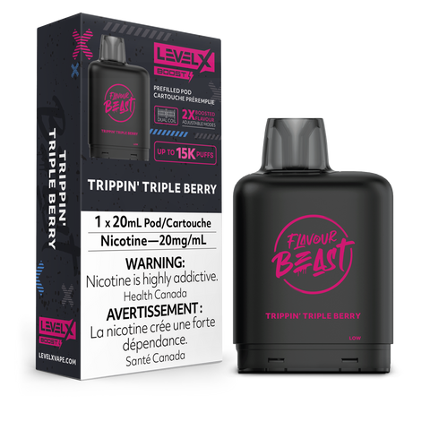 Flavour Beast Level X BOOST Pods 20ml - TRIPPIN TRIPLE BERRY