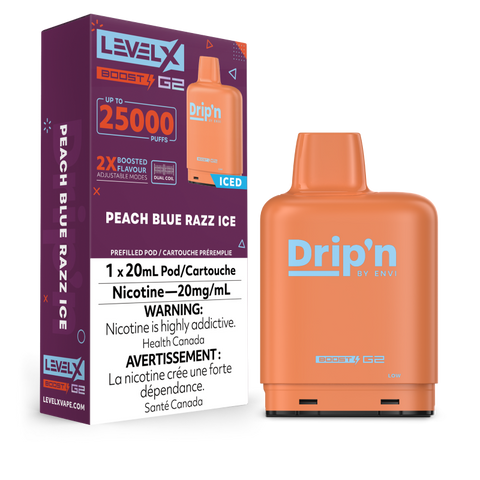 Dripn LEVEL X BOOST G2 Pods 20mL - PEACH BLUE RAZZ ICE