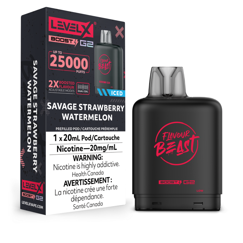 Flavour Beast Level X BOOST G2 Pods 20mL - SAVAGE STRAWBERRY WATERMELON ICED