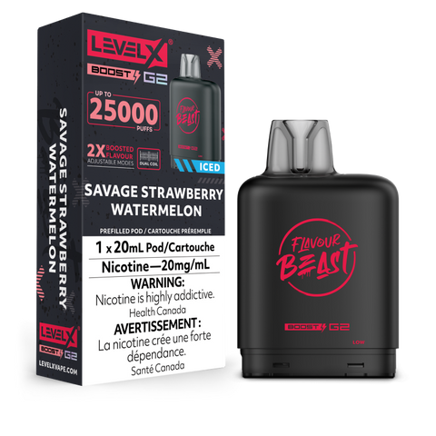 Flavour Beast Level X BOOST G2 Pods 20mL - SAVAGE STRAWBERRY WATERMELON ICED